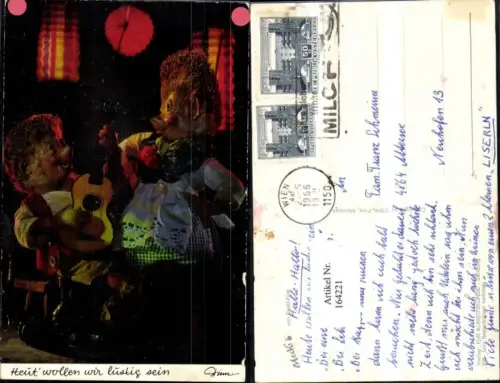 164221,Mecki Igel AK Nr 336 Heut wollen wir lustig sein Gitarre Weinflasche