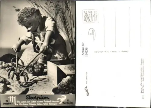 164236,Mecki Igel AK Nr 511 Sternzeichen Skorpion Kiste Holzstab