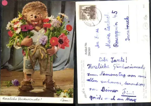206569,Mecki Igel 302 „Herzliche Glückwünsche“ Blumensträuße Blumen