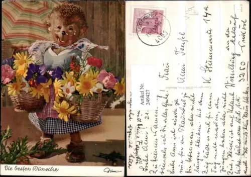 249427,Mecki Igel m. Korb voll Blumen Margeriten pub Verlag f. Kunstfreunde Salzburg 318