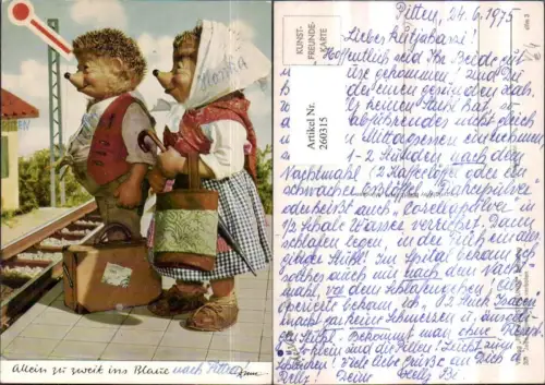 260315,Mecki 301 Allein zu zweit ins Blaue Igeln Kopftuch Tasche Koffer Schirm Bahngleis pub Diehl-Film