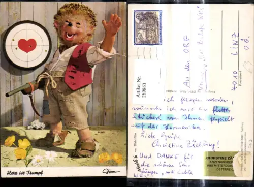 289863,Mecki 307 Igel Mann m. Gewehr Zielscheibe Herz ist Trumpf pub Diehl Film