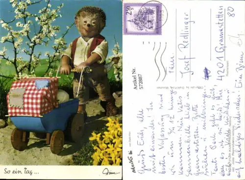 572887,Mecki 442 Igel mit Kinderwagen So ein Tag