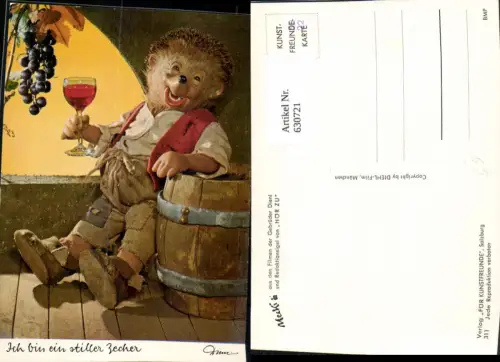 630721,Ich bin ein stiller Zecher Igel vermenschlicht Wein pub Mecki 311