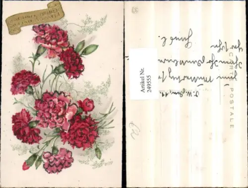 249555,Muttertag Glitzerkarte Blumen Nelken