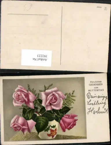 392223,Künstler AK Blumen Rosen Vase
