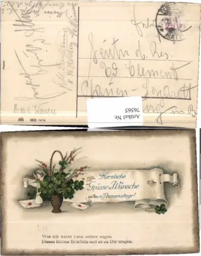 76565,Namenstag Briefe Kleeblätter Siegel