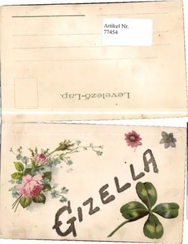 77454,Gizella Namenstag Kleeblatt Blumen Rosen