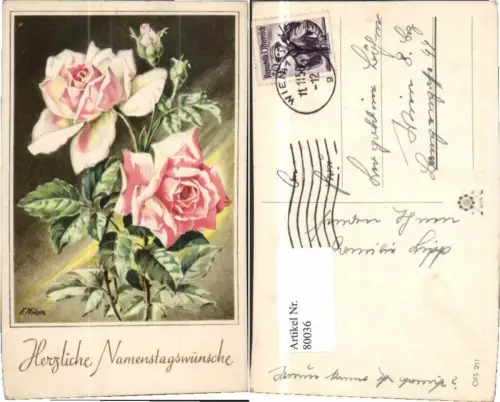 80036,F. Milan Namenstag Rosen Blumen
