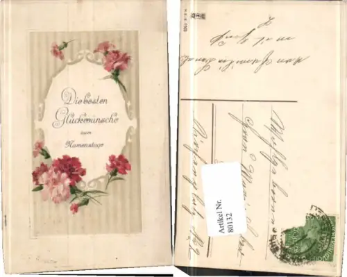 80132,Schöne Präge Karte Namenstag Blumen