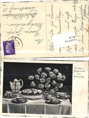 80138,Namenstag Kuchen gedeckter Tisch Teekanne Kaffeekanne