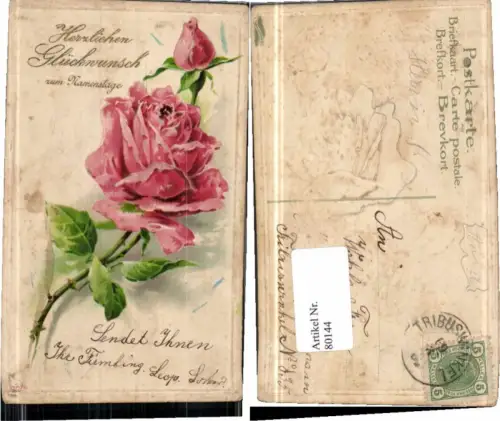 80144,Präge AK Namenstag Rosen