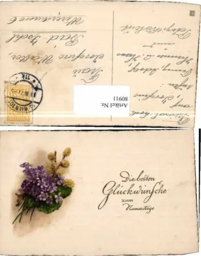 80911,schöne AK Namenstag Blumen gel Wien Bad Ischl