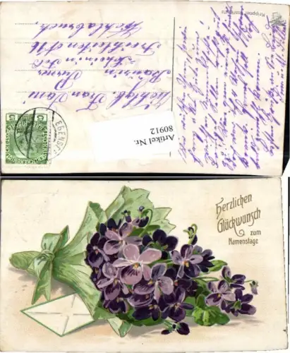 80912,Präge AK Namenstag Veilchen Blumen