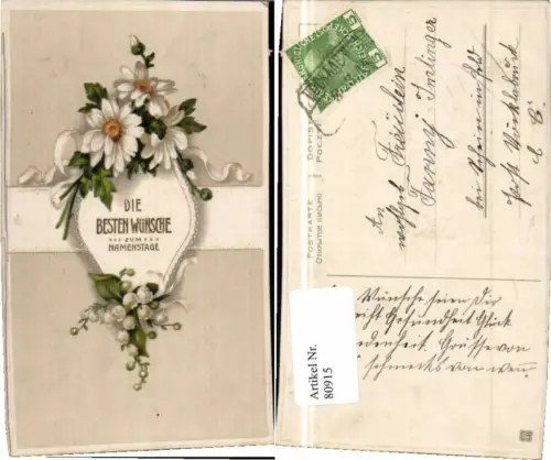 80915,Präge AK Namenstag Gänseblümchen Blumen Verziert