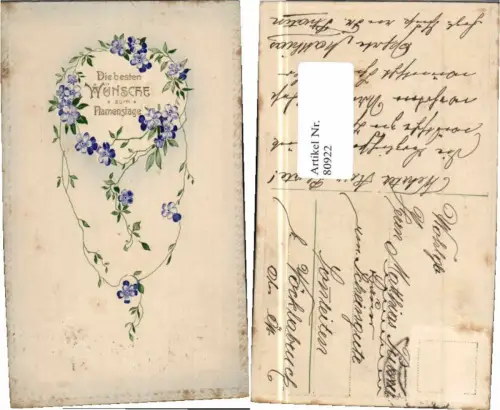 80922,Präge Namenstag Blumen Verzierung