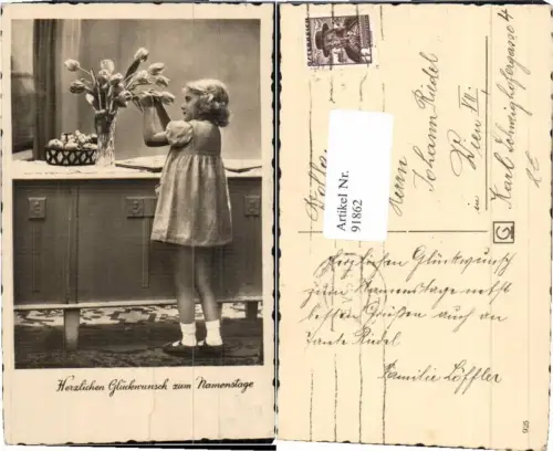 91862,Namenstag Süsses Mädchen Tulpen Blumen
