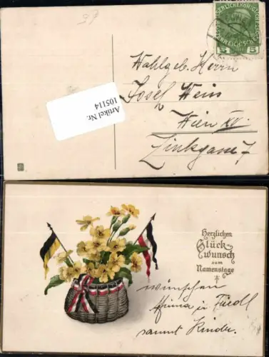 105114,Namenstag Patriotik Fahnen Korb Blumen