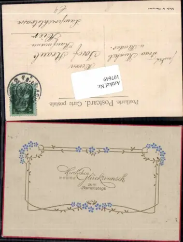 107649,Art Deco Präge AK Namenstag Verziert