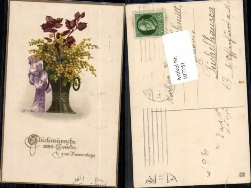 107751,Präge AK Namenstag Blumen Tolle Karte