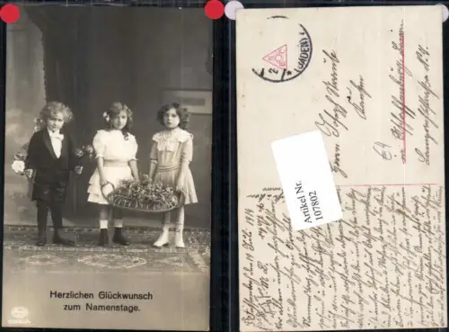 107802,Namenstag Kinder m. Rosen Blumen Kleid Mode