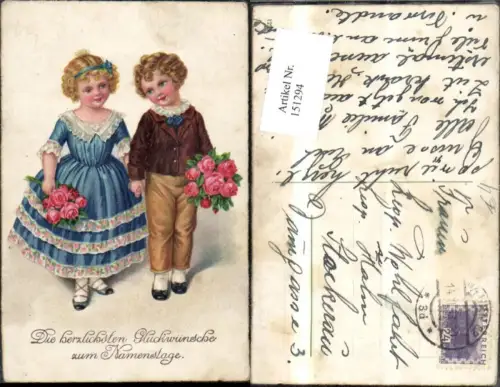 151294,Namenstag Kinder m. Blumen Rosen