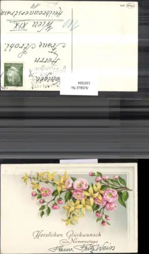 169304,Namenstag Blumenzweige gelbe und rosa Blumen