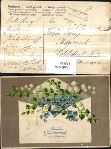 175852,Namenstag Präge AK Märzenbecher Blumen Briefumschlag