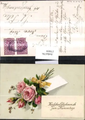 175859,Namenstag Blumenstrauß Rosen Schleife Brief