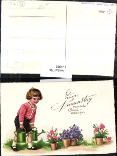 179983,Namenstag Kind trägt Gießkannen Blumen Blumentöpfe