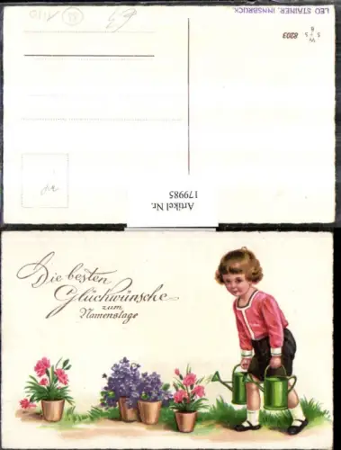 179985,Namenstag Kind trägt Gießkannen Blumen Blumentöpfe