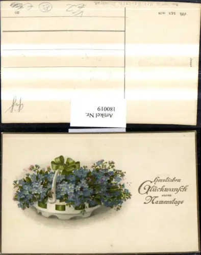 180019,Namenstag Korb m. Schleife Blumen pub HWB 1678