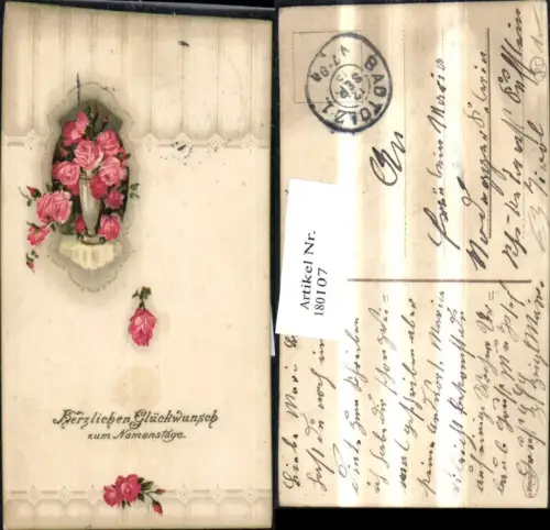 180107,Namenstag Rosen Vase Rosenblüten