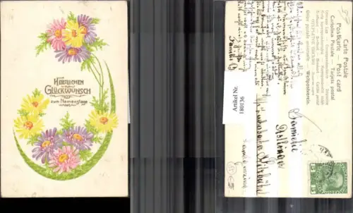 180136,Namenstag Präge AK Blumen