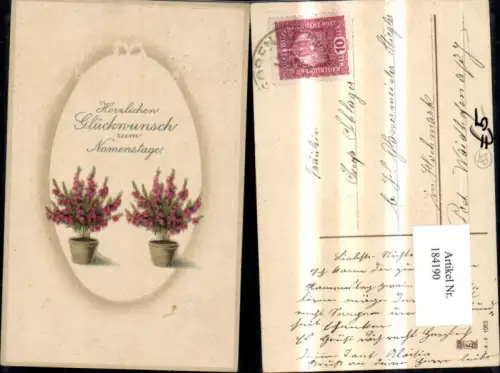 184190,Namenstag Präge Ak Blumentöpfe Blumen
