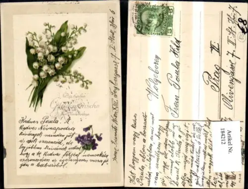 184212,Namenstag Präge Ak Maiglöckchen Blumen Veilchen