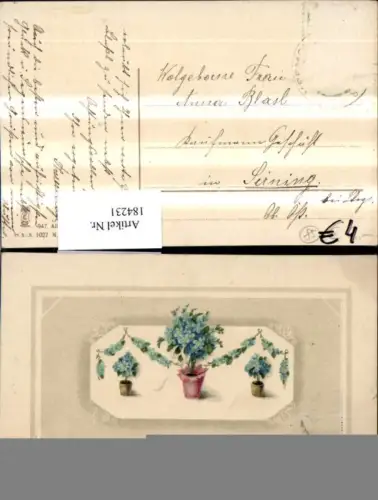 184231,Namenstag Präge Ak Blumentopf Blumenranke Blumen Passepartout