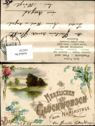 184236,Namenstag Präge Ak Landschaft Blumen Goldschrift