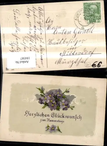 184387,Namenstag Präge Ak Blumen Passepartout