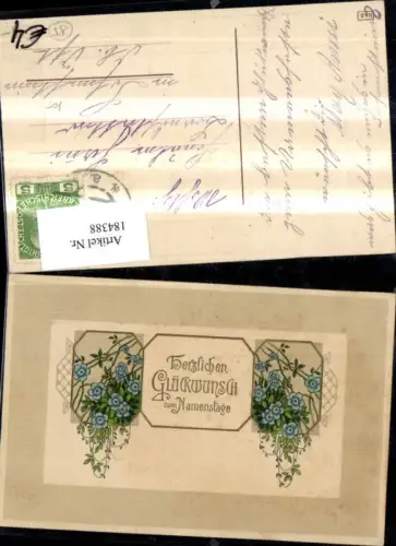 184388,Namenstag Präge Ak Blumen Passepartout Goldverzierung