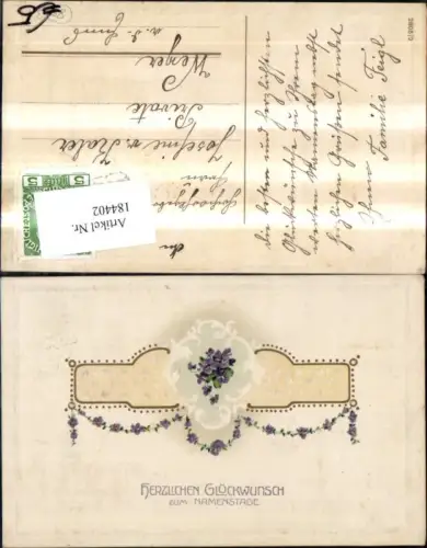 184402,Namenstag Präge Ak Blumen Ranke Goldverzierung