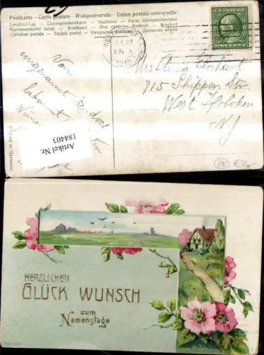 184403,Namenstag Präge Ak Landschaft Rosen Goldschrift