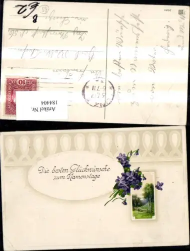 184404,Namenstag Präge Ak Landschaft i. Rahmen Blumen