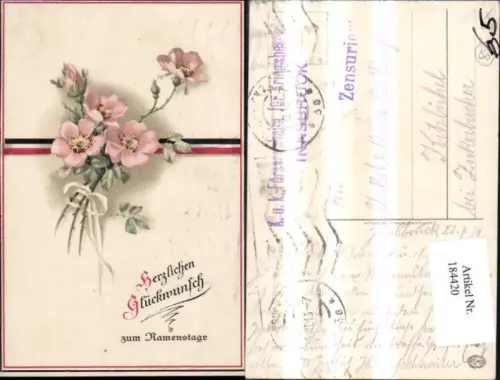 184420,Namenstag Blumen Rose Schleife