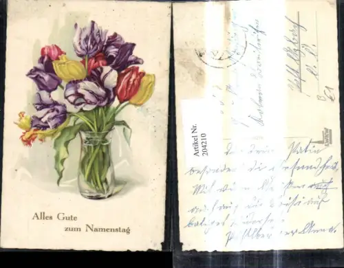 204210,Namenstag Vase Blumenvase Tulpen Blumen