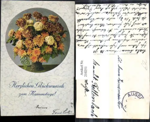 210251,Namenstag Vase m. Blumen Blumenstrauß