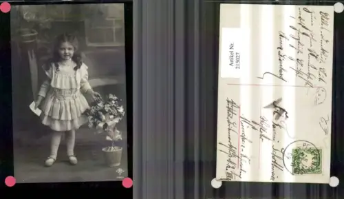 215027,Namenstag Mädchen m. Brief Kuvert Blumen i Topf