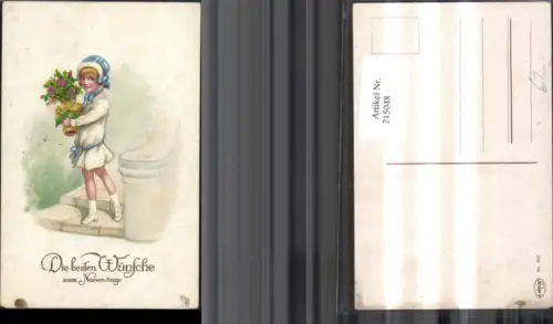 215048,Namenstag Mädchen m. Blumen Topf Rosen