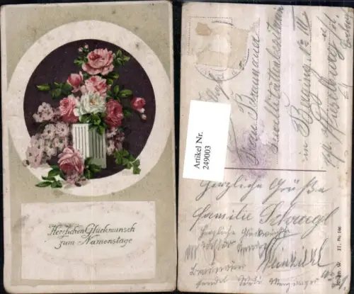 249003,Präge AK Namenstag Blumen Rosen