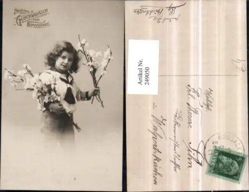 249050,Namenstag Kind m. Blumenzweige